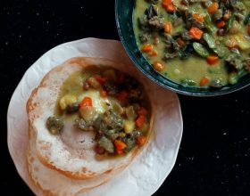 traditional south indian breakfast, appam with beef stew, kerala food